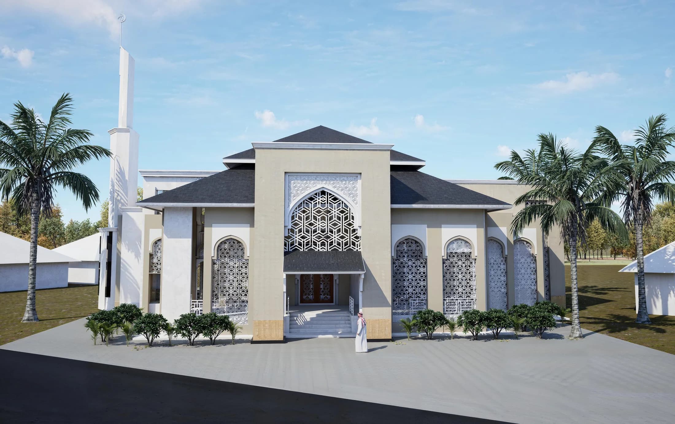 Cadangan perspektif luaran Masjid Al-Junid pada waktu siang